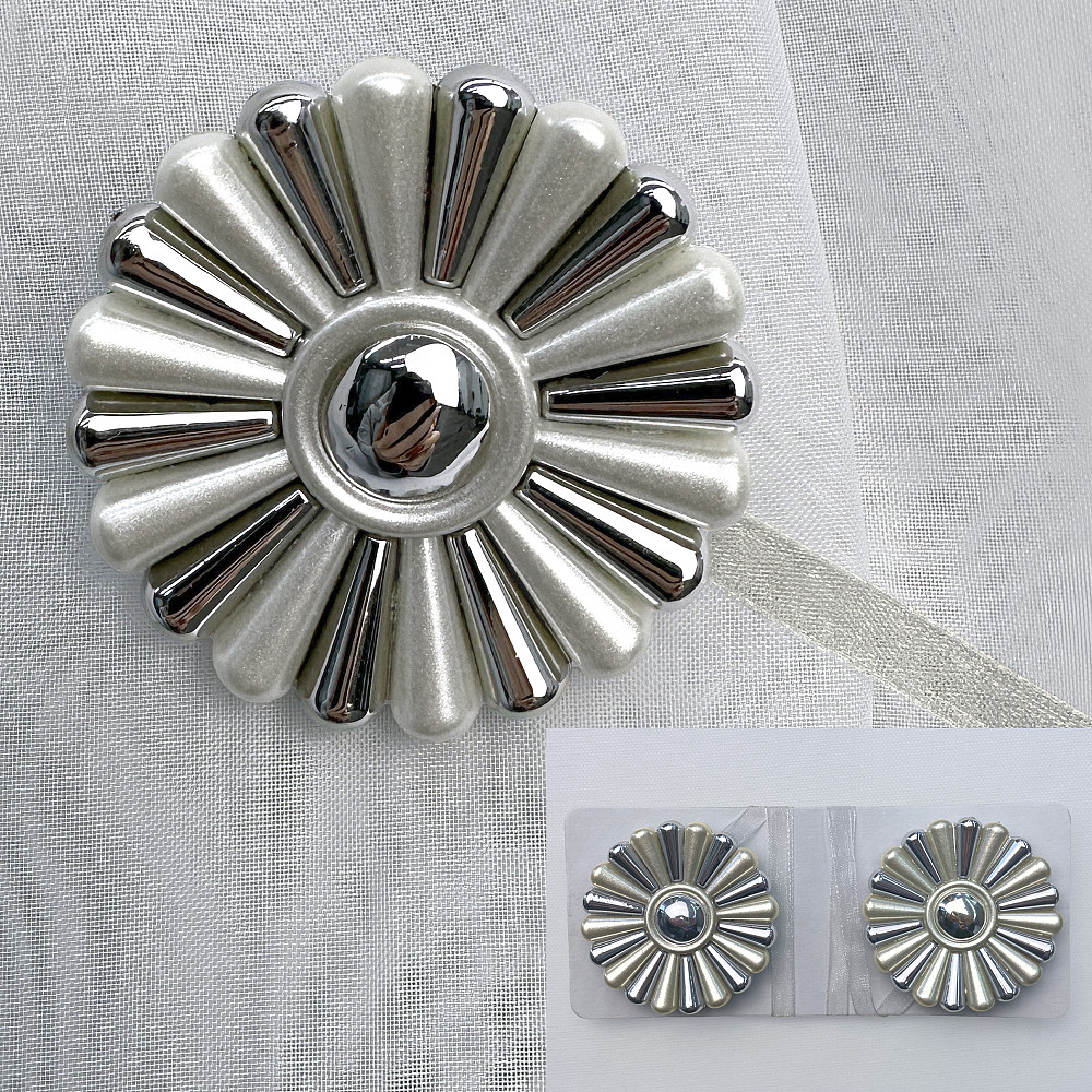 Магниты для штор и гардин Хризантема набор 2 шт Серебристый (81-298) Киев - изображение 1