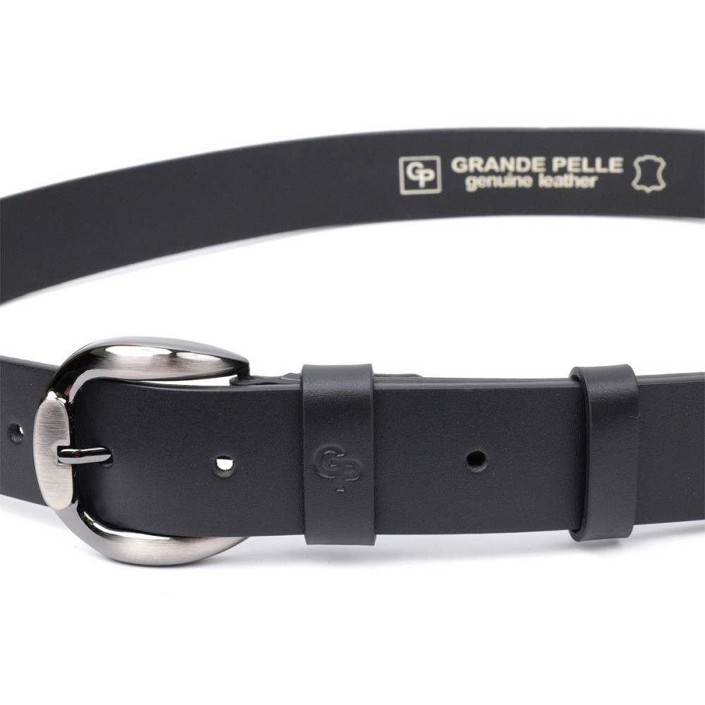 Люксовый ремень под джинсы из натуральной кожи GRANDE PELLE 11691 Черный Киев - изображение 6