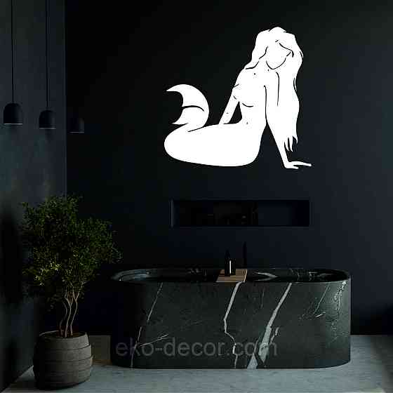 Декоративне настінне 3D Панно «Русалонька» Декор на стіну з об'ємом 50*48 см, Білий Київ