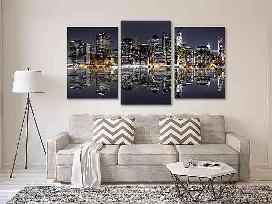 Модульна картина у вітальню/ спальню Місто в ночі Art-734_3 100x150 см Київ