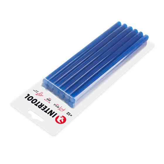 Комплект клейових стрижнів блакитних, 11,2×200 мм, 12 шт. INTERTOOL RT-1053 Київ