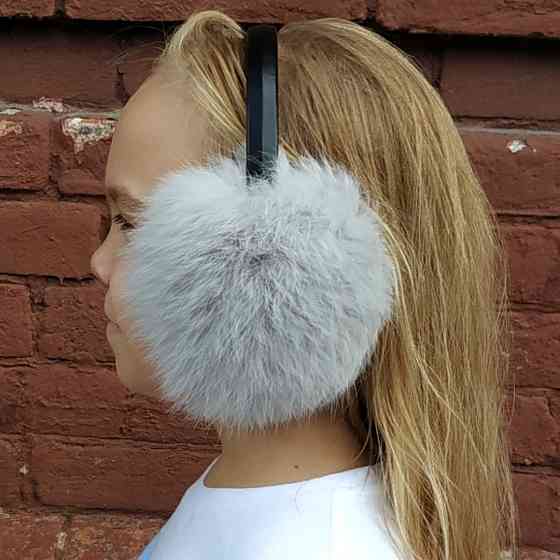 Хутряні навушники дорослі з кролика Світло-сірий Харків