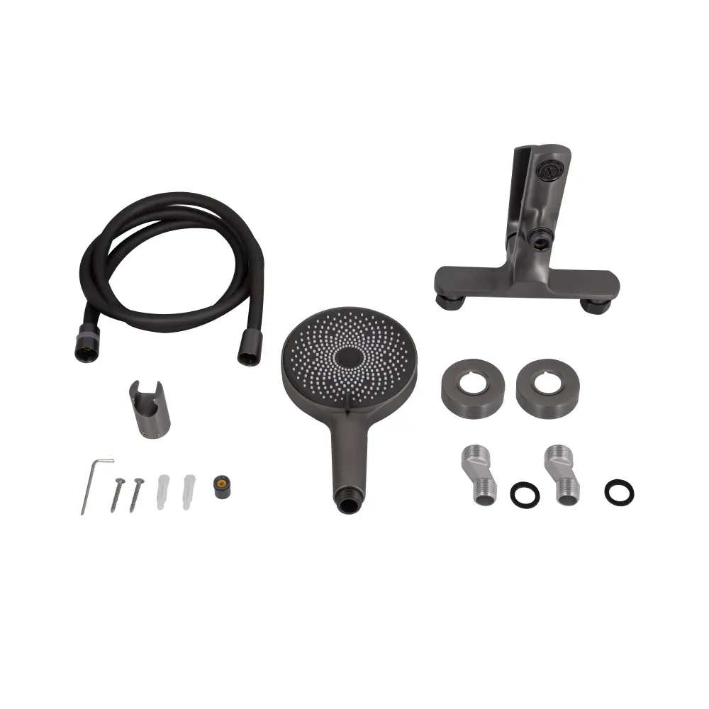Смеситель для ванны Qtap Slavonice с душевым гарнитуром QTSLV259GMB48035 Gunmetal Black PVD графит Киев - изображение 6
