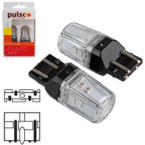 Світлодіодна лампа PULSO 7443 W3x16q 12SMD 2835 9-36В червона габаритна 50лм Харків