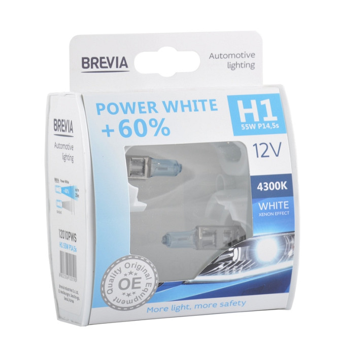 Галогеновая лампа Brevia H1 12V 55W P14,5s Power White +60% 4300K S2 Львов - изображение 1