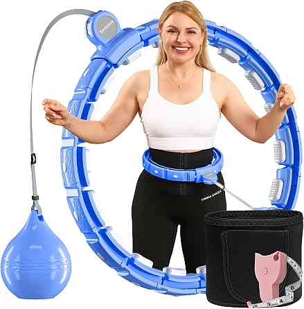 Обруч Infinity Hoop 48'' синий утяжелённый массажный Hula Hoop 48'' с поясом для похудения и пресса Киев