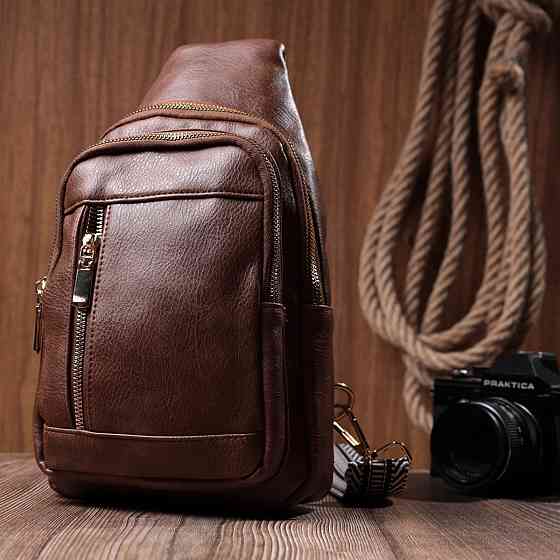 Зручна слінг сумка для жінок з екошкіри Коричневий (Vintage) Київ