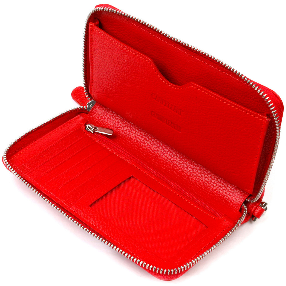 Яскравий гаманець-клатч для жінок із натуральної шкіри CANPELLINI 21619 Червоний Київ - фото 5