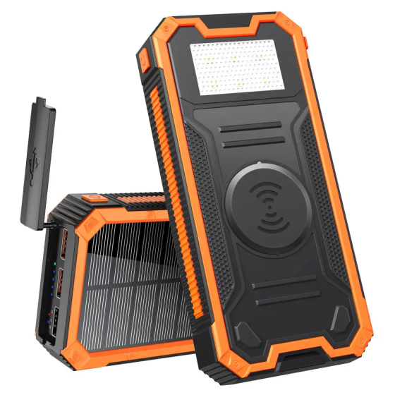 Зарядний пристрій на сонячних батареях iBattery YD-888KW 30000mAh з ліхтариком та бездротовою зарядкою Київ