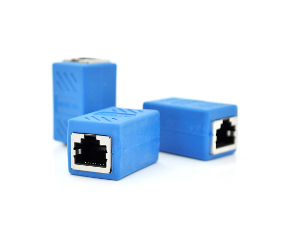 Соединитель RJ45 8P8C мама / мама RJ45 для соединения кабеля, экранированный, голубой, Q50 Полтава - изображение 1