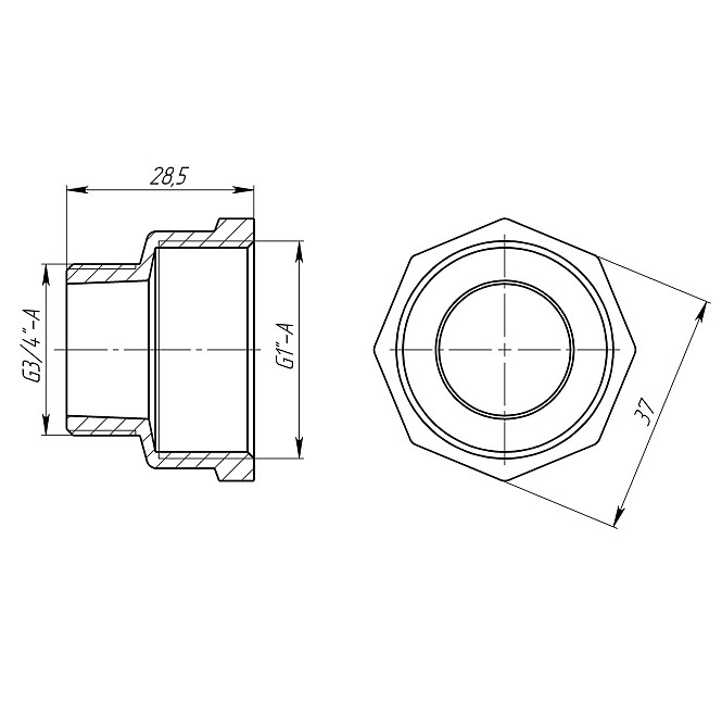 Перехідник редукційний 1″х3/4″ВЗ латунний LI543S OPTIMUM (000030986) Київ - фото 3