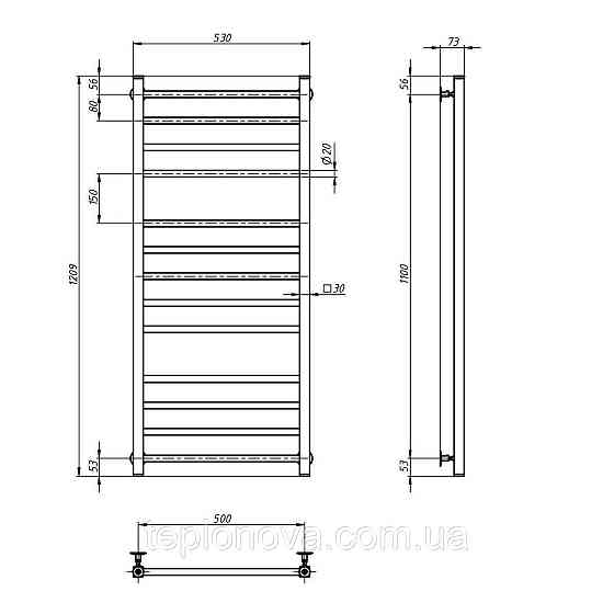 Сушарка для рушників Класик Квадро 500х1200 водяна Чернівці