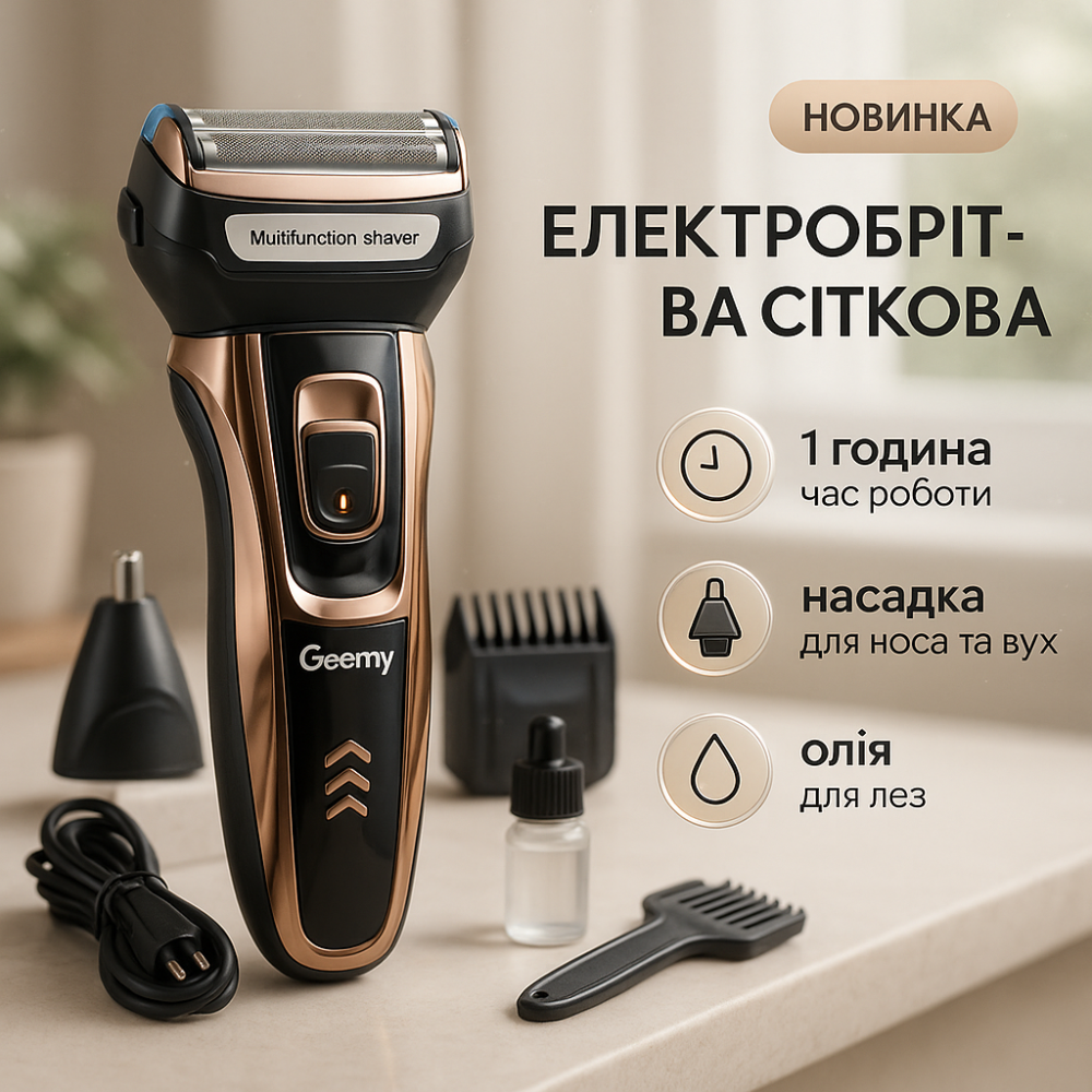 Хороші електричні бритви для гоління GEMEI / Geemy GM-595, Професійна бритва з акумулятором JE-80 Львів - фото 18