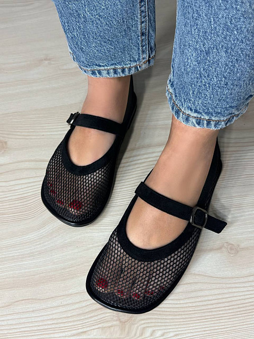 Балетки жіночі Meideli 5231-7 Mary Jane сітка з ремінцем чорні, 37, 24 см Київ - фото 1