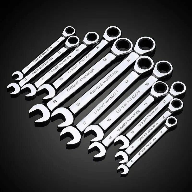 Набір рожково-накидних комбінованих ключів 12 шт, 8-19 мм гайкові для ремонту з тріскачкою з чохлом Кам'янець-Подільський - фото 2