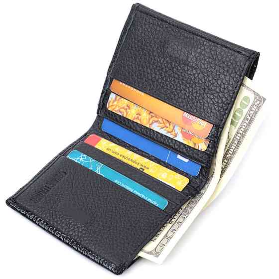 Женский компактный кошелек из натуральной лакированной кожи ST Leather 22688 Черный Киев