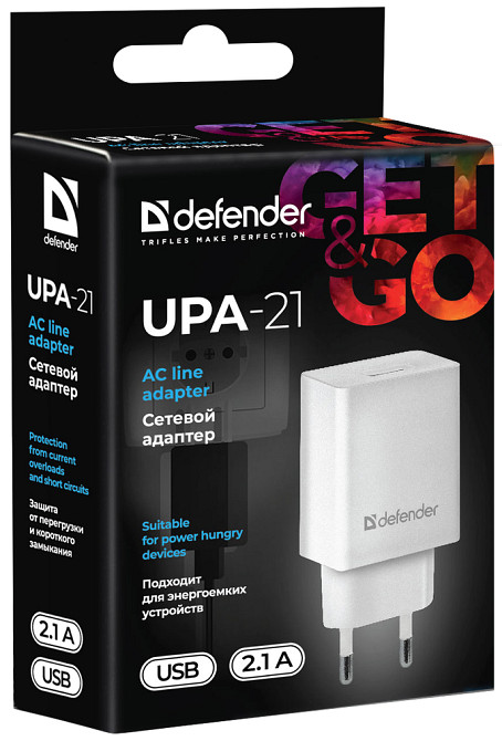 Зарядний пристрій 1xUSB 11W 2.1A UPA-21 білий Defender Винница - изображение 3