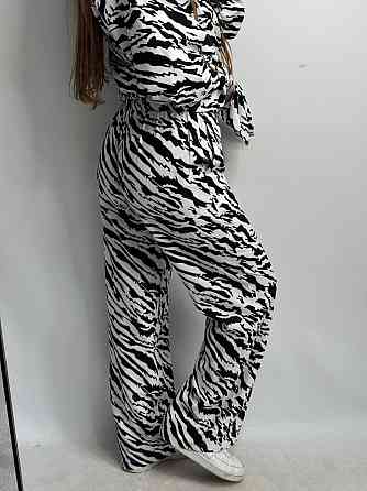 Костюм жіночий літній льон Чорно-Білий Тваринні принти XS-S Харків
