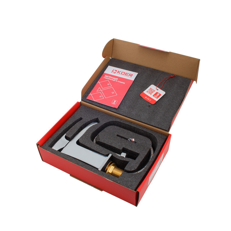 Смеситель водопад для умывальника Koer KB-14007-01, хромированное покрытие (KR3446) Харьков - изображение 6