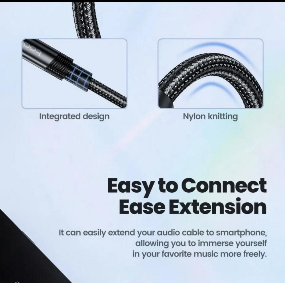 Кабель перехідник подовжувач Toocki AUX minijack 3.5 мм   довжина 2 м Киев - изображение 3