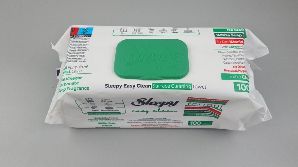 Волога серветка 100 шт. з клапаном для прибирання "SLEEPY" EXTRA CLEANING ЗЕЛЕНА (1 пачка) Харків - фото 1
