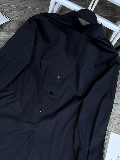 Женская базовая удлиненная рубашка с пуговицами по спине турецкий коттон Чорний, 42/44 Одесса - изображение 2