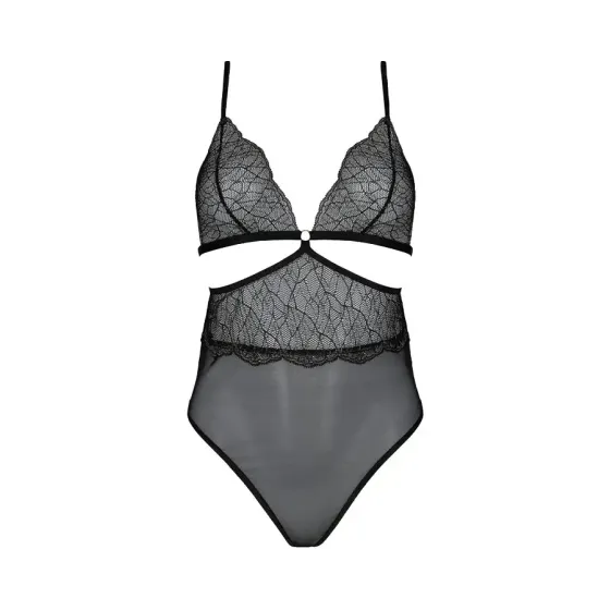 Боді Passion AMBERLY BODY 4XL/5XL black, асиметричний крій, мереживний ліф, золота нитка Львів