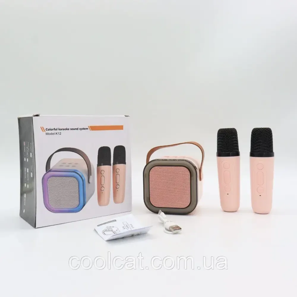 Караоке з 2 мікрофонами К12 + Подарунок Навушники з вушками VZV-23M / Портативна колонка RGB / Дитяче караоке Київ - фото 8