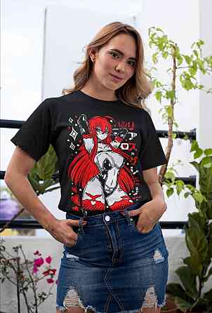 Футболка з аніме принтом Ріас Греморйе Хігх Скхоол оверсайз (S/M/L) Чорний AnimeJ0315 Дніпро