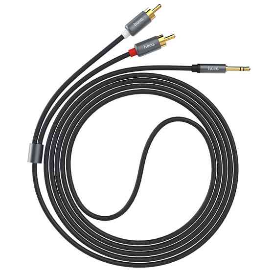 Аудіокабель HOCO UPA10 3.5mm male to double lotus RCA, TPE, 1.5m, Metal Gray Одеса