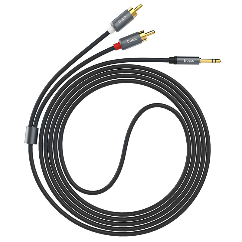 Аудіокабель HOCO UPA10 3.5mm male to double lotus RCA, TPE, 1.5m, Metal Gray Одеса - фото 6