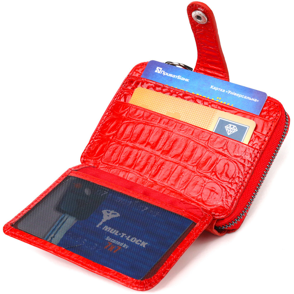 Оригинальное женское портмоне из натуральной фактурной кожи CANPELLINI 21489 Красное Киев - изображение 6