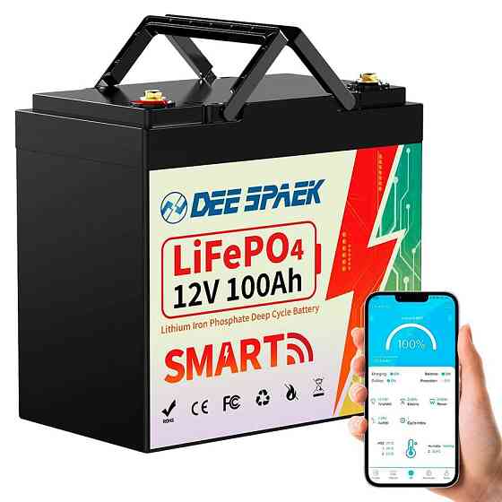 Літій-залізо-фосфатний акумулятор DEE SPAEK LiFePO4 12V 100Ah Bluetooth Mini (1280Wh) (BMS 100A) Київ