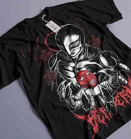 Футболка чоловіча з аніме принтом Берсерк Гутс Гріффі Вбр оверсайз (S/M/L) Чорний AnimeJ1036 Дніпро