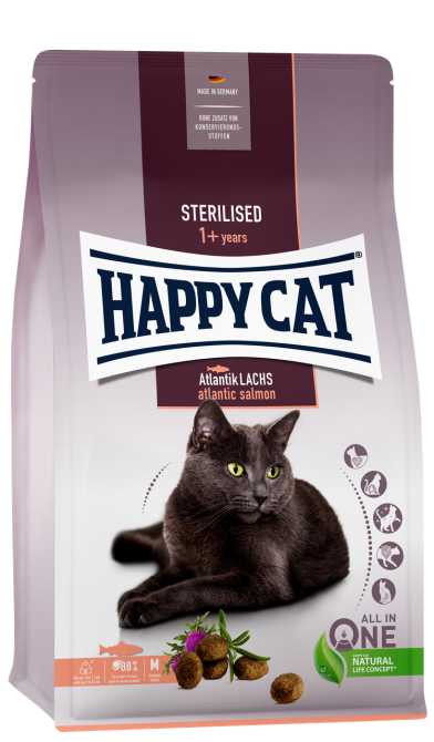 Happy Cat Sterilised Atlantik Lachs сухий корм для стерилізованих кішок та кастрованих котів з лососем, 4 кг Вінниця - фото 1