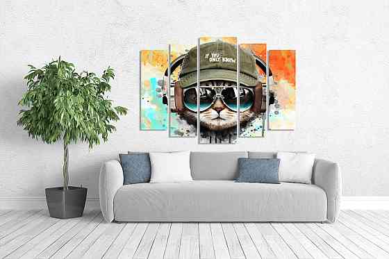 Модульна картина у вітальню/спальню Музичний кіт LM020_5 115x170 см Київ