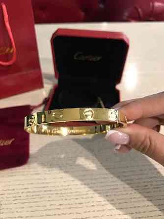 Cartier браслет з викруткою в лимонному золоті без каменів/Малюття LOVE браслет лимонне золото без каменів Одеса