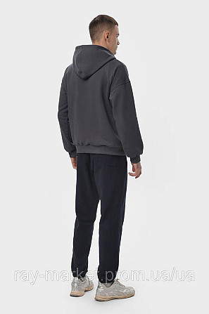 Костюм мужской худи на молнии темно-серый и брюки черные RAY PREMIUM LOOSE U0809 (U0809M-Dark Grey-Black) L Киев - изображение 3
