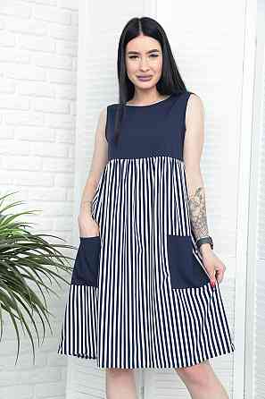 Сукня з завищеною талією "Band" оптом | Норма і батал | Розпродаж моделі Темно-синій, 42-44 Київ