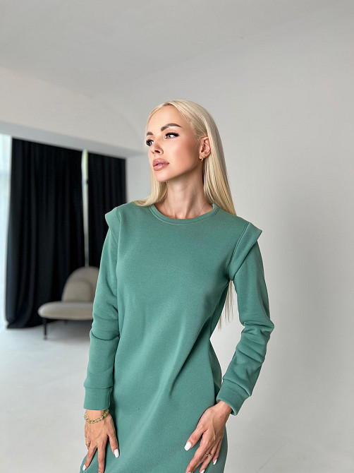 Теплое женское платье спортивное Cassie 50-52, Оливковый Киев - изображение 1