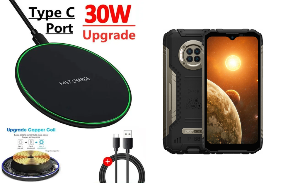 Бездротовий зарядний пристрій Copper до 30W для Doogee S96, S96 GT, S96 Pro, USB-C, LED Київ - фото 5