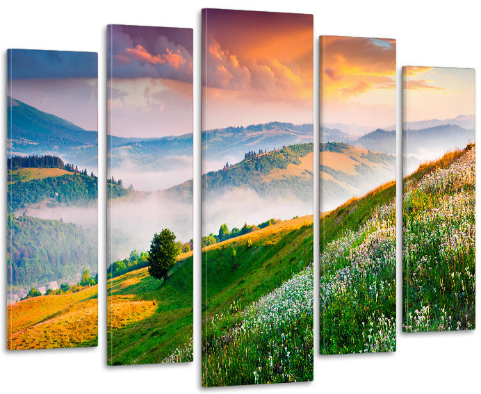 Модульна картина у вітальню/спальню  Гори під туманом  LM006_5 90х132 см Київ - фото 1