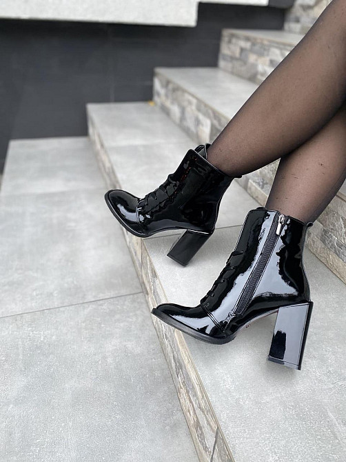 Черевики жіночі ARLEN чорні шкіра лакована каблук 9см 36р.37р. (БН-9556/1380) Коломыя - изображение 2