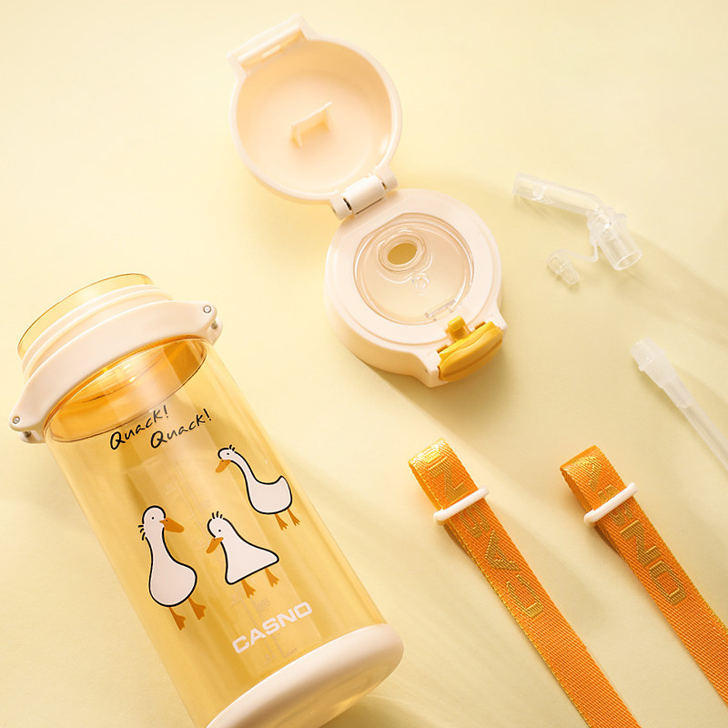 Пляшка для води CASNO 690 мл KXN-1219 Помаранчева (Гуси) з соломинкою Кам'янське - фото 9