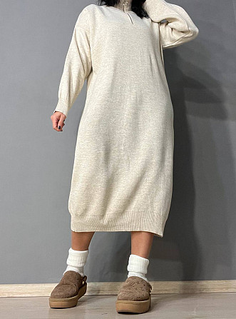 Платье женское My fashion 2024120 свитер ворот стойкая молния длинное one size светло бежевое, світл Одесса - изображение 8