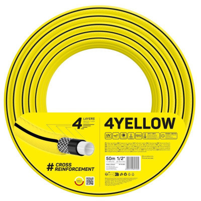 Шланг для поливу Cellfast 4YELLOW 1/2", 50м, 4 шари, до 20бар -10…+50°C (10-502) Вінниця - фото 1