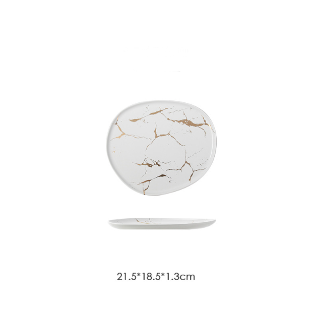 Тарелка Мраморная роскошь БЕЛАЯ  фарфоровая под мрамор 21 см  МАЛАЯ столовая тарелка Кременчуг - изображение 1