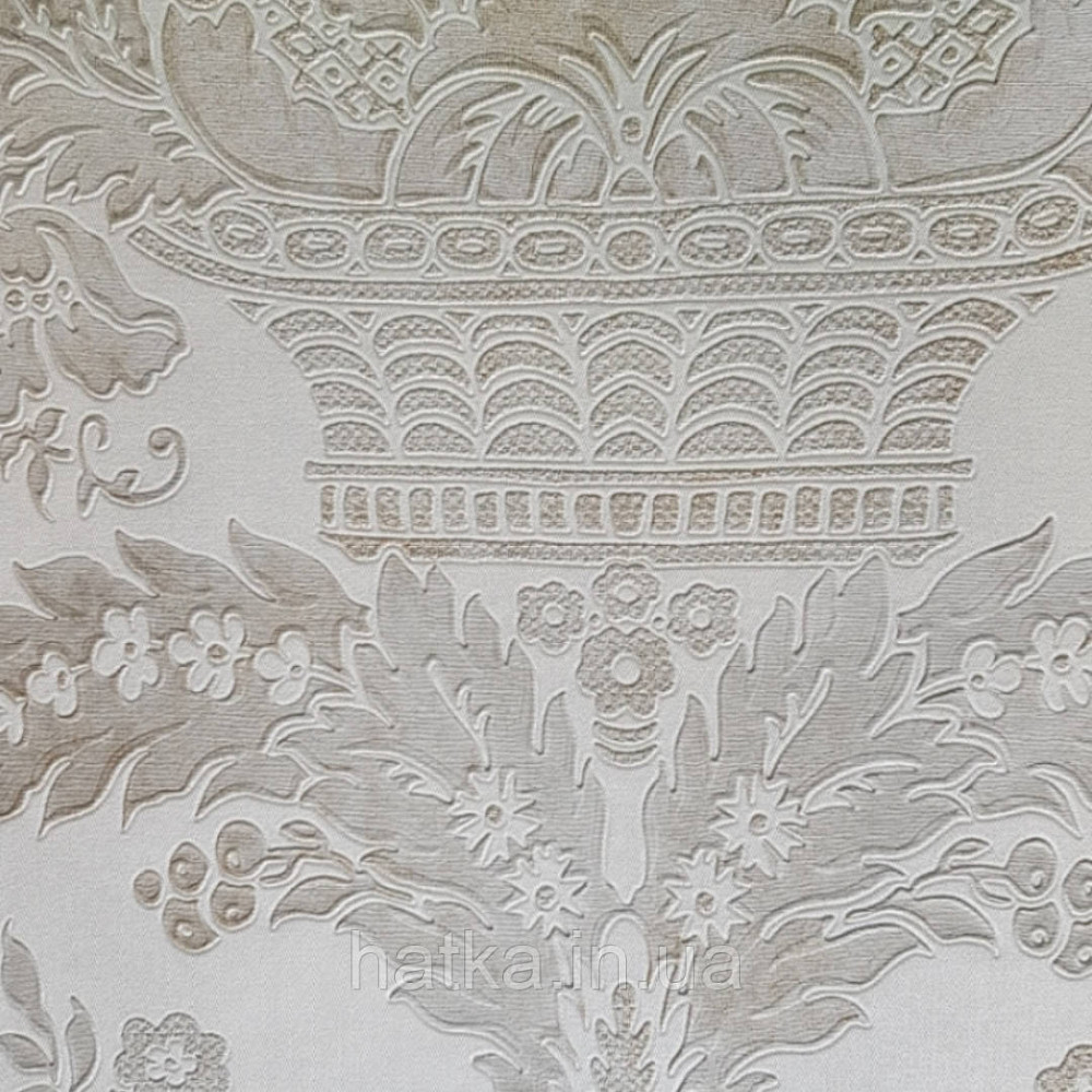 Шпалери вінілові на флізелін Sirpi Alta gamma Sempre 3 вензелі великі бежеві з золотом фон молочний Київ - фото 1