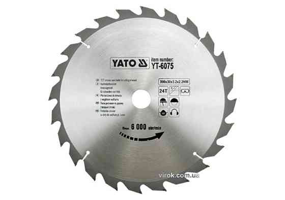 Диск пиляльний победітовий по дереву YATO: 300х30x3.2x2.2 мм, 24 зубці, R.P.M до 6000 1/хв [10] Одесса