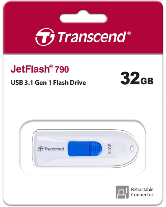 Flash Drive Transcend JetFlash 790 32GB USB 3.1 White (TS32GJF790W) (6986652) Київ - фото 3